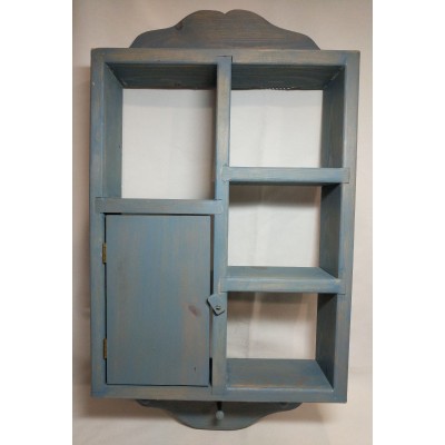 Shadow Box Wall Hanging Shelf 4 Shelves and a Door 3 Pegs   222690558886